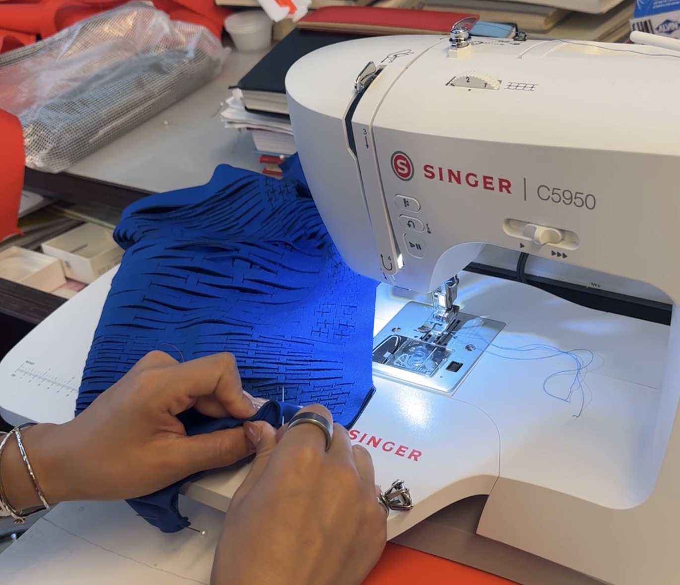 Laser cutting and sewing assembly process