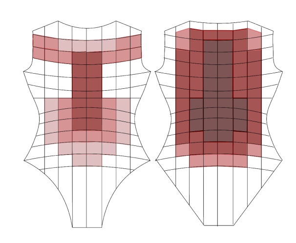 Body sweat map showing high sweating zones