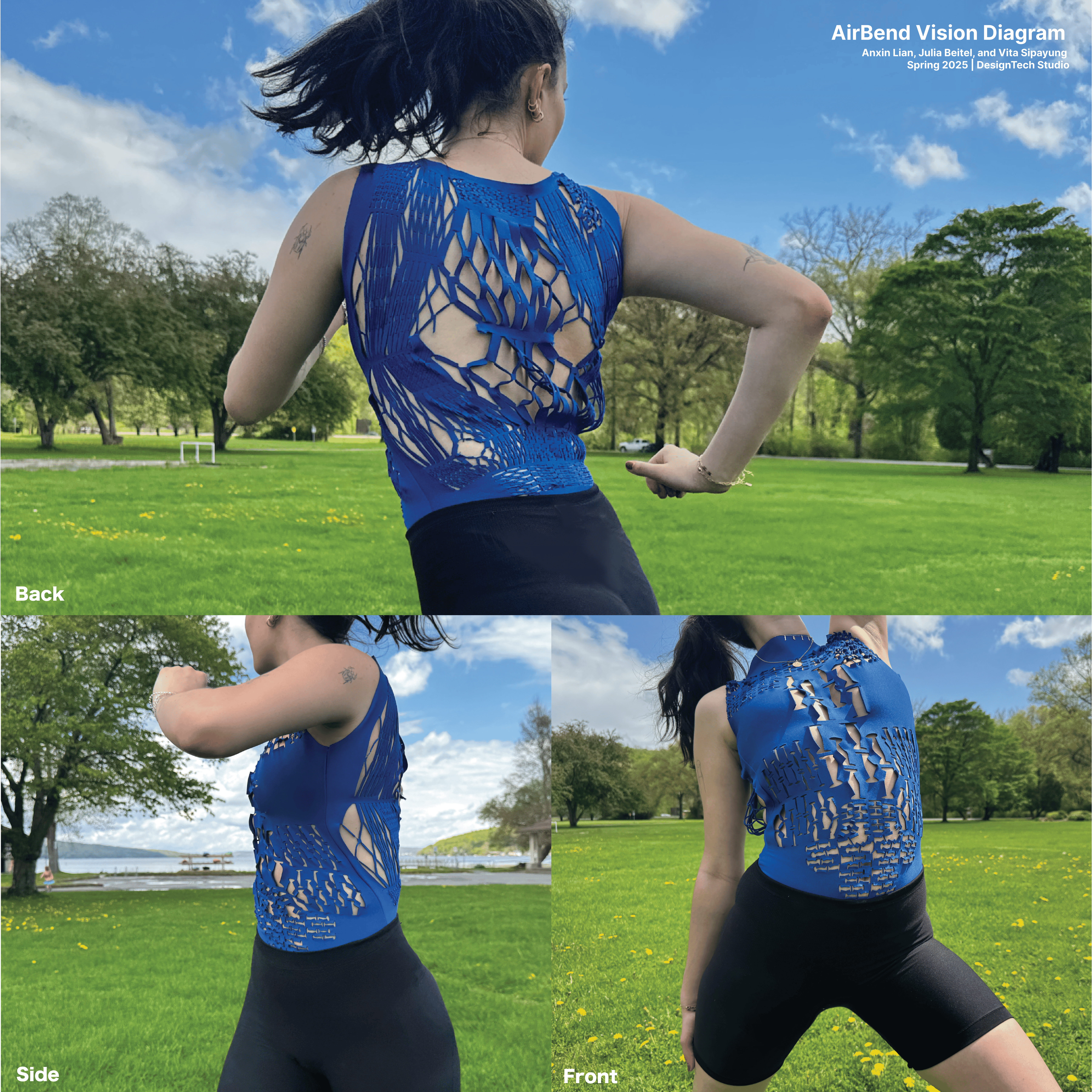 AirBend final prototype vision poster showing wearable in use during workout